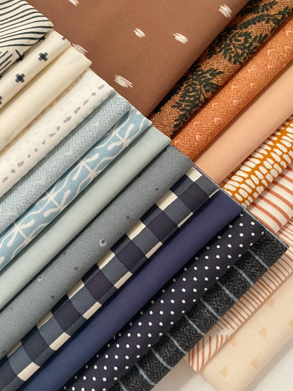 Outside Voice Curated Quilt Fabric Bundle | Navy Tan| Various AGF Designers